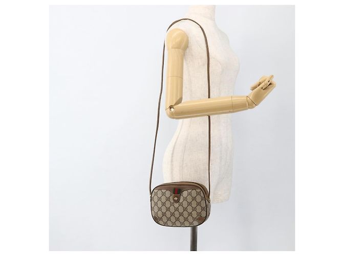 Borsa Sherry Line GG Supreme Web di GUCCI in PVC beige e oro 89 02 066 Auth BAZ503 D'oro - vista 20