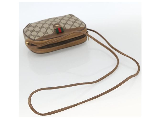 Borsa Sherry Line GG Supreme Web di GUCCI in PVC beige e oro 89 02 066 Auth BAZ503 D'oro - vista 7