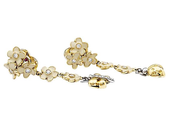 Orecchini Roberto Coin, oro rosa, diamanti, smalto. - vista 2