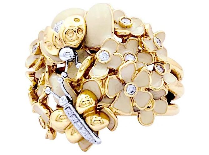 Anello Roberto Coin, oro rosa, smalto e diamanti. - vista 2