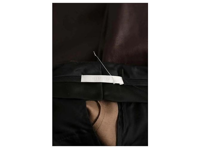 Helmut Lang Pantalones rectos de cuero marrón Castaño - vista 6