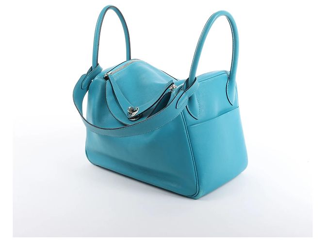 Borsa Hermès Lindy 30 Veau Swift 2Way in Turchese K: 2007 Blu - vista 2