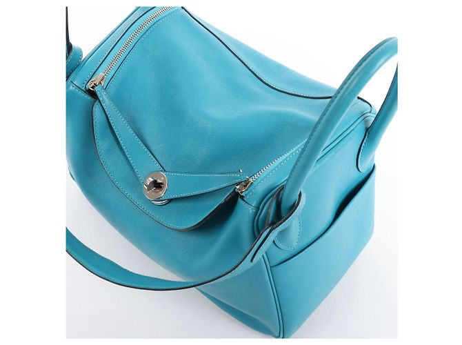 Borsa Hermès Lindy 30 Veau Swift 2Way in Turchese K: 2007 Blu - vista 3