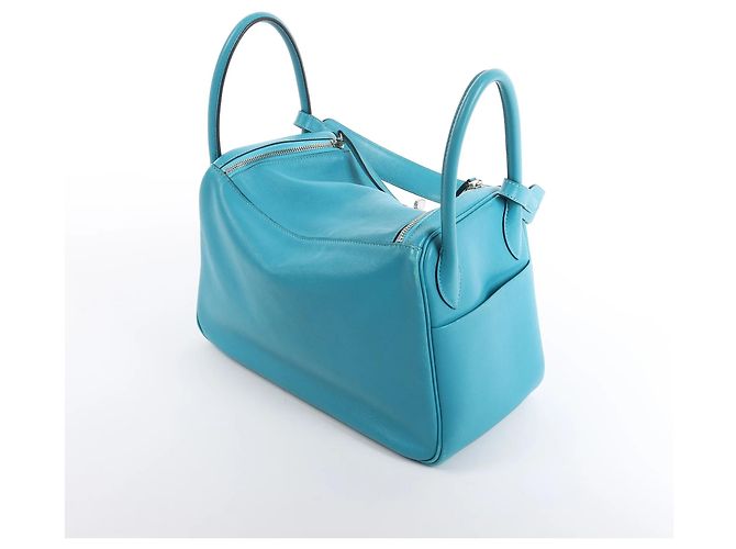 Borsa Hermès Lindy 30 Veau Swift 2Way in Turchese K: 2007 Blu - vista 4