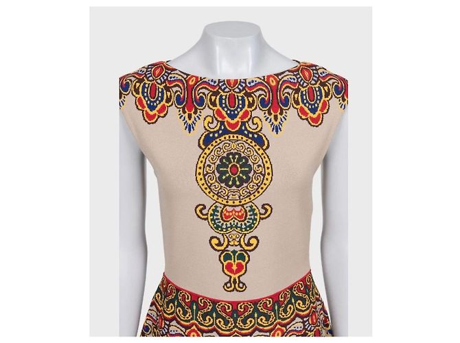 Vestido ajustado estampado beige Valentino NWOT Talla M Pre-owned - vista 4