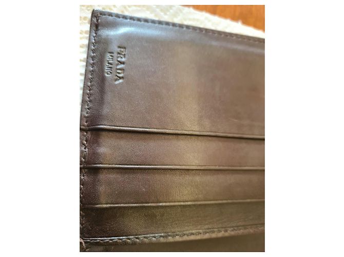 Prada Brown Canvas Wallet - view 7