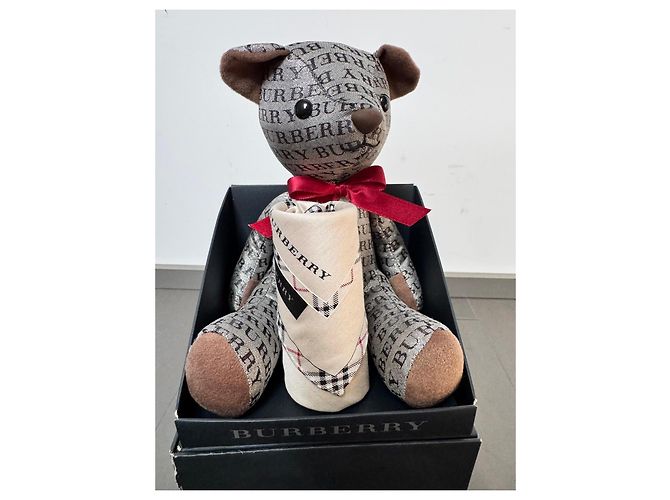 Ours en peluche Burberry avec écharpe Noir Rouge Beige Gris - vue 10