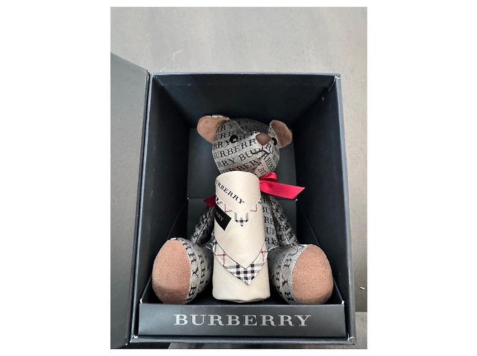 Ours en peluche Burberry avec écharpe Noir Rouge Beige Gris - vue 11