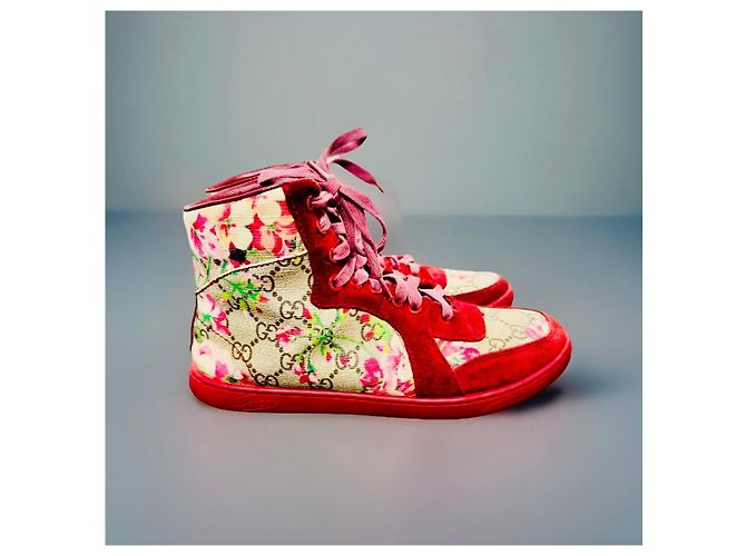 Zapatillas altas florales Gucci GG Monogram Rojo/Beige Roja Multicolor - vista 2
