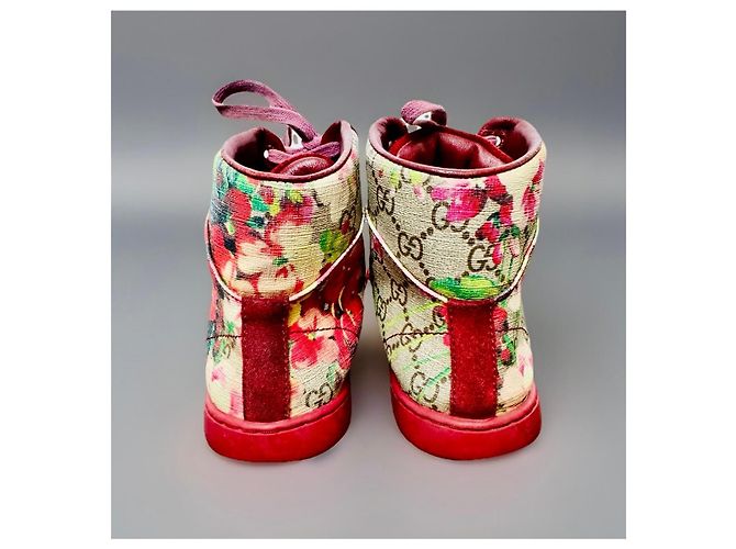 Zapatillas altas florales Gucci GG Monogram Rojo/Beige Roja Multicolor - vista 3