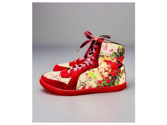 Zapatillas altas florales Gucci GG Monogram Rojo/Beige Roja Multicolor - vista 4