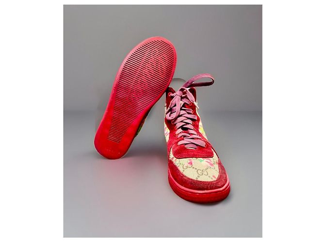 Zapatillas altas florales Gucci GG Monogram Rojo/Beige Roja Multicolor - vista 5