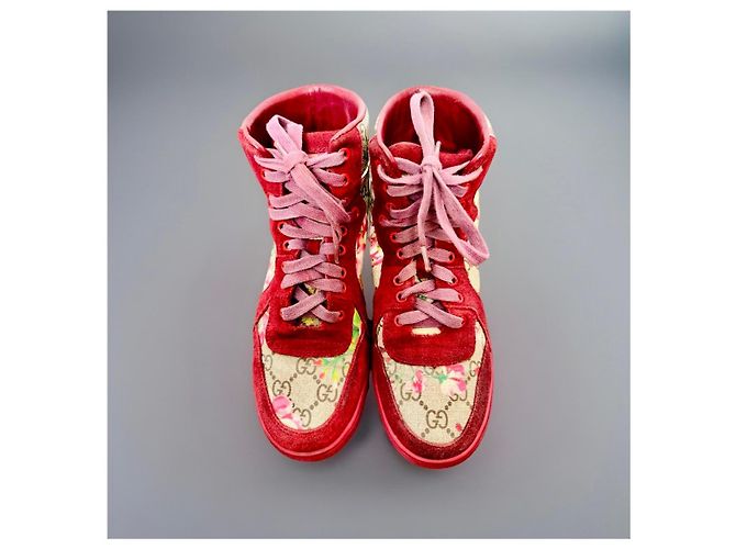Zapatillas altas florales Gucci GG Monogram Rojo/Beige Roja Multicolor - vista 7