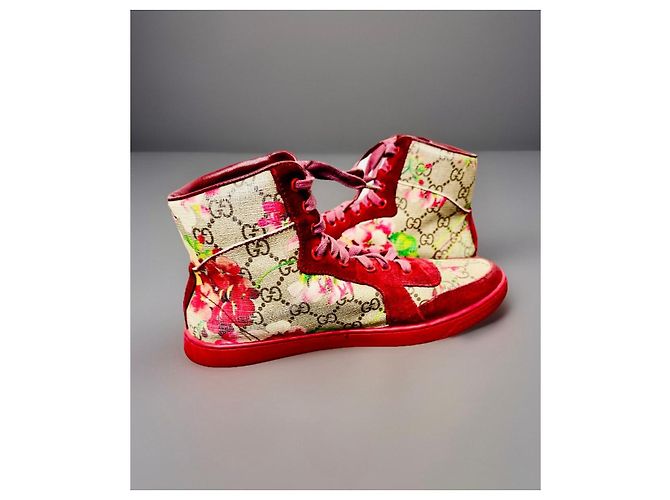 Zapatillas altas florales Gucci GG Monogram Rojo/Beige Roja Multicolor - vista 8