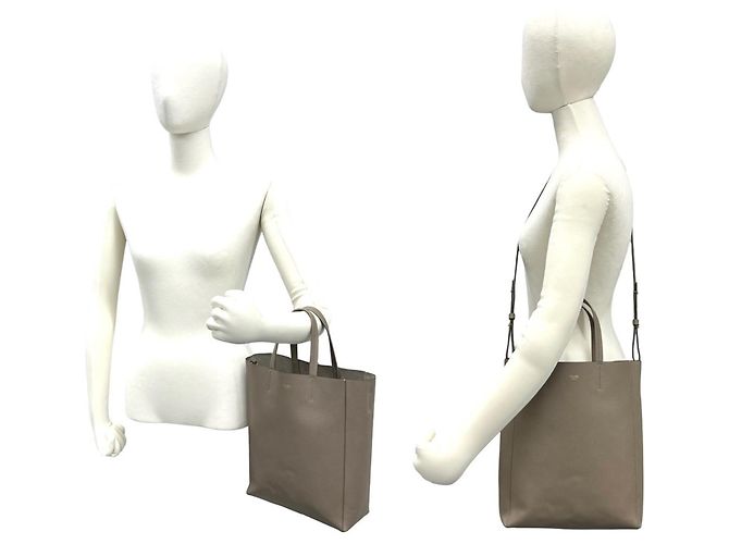 Edge Céline Borsa in pelle piccola logo Vertical Cabas CELINE Beige - vista 2