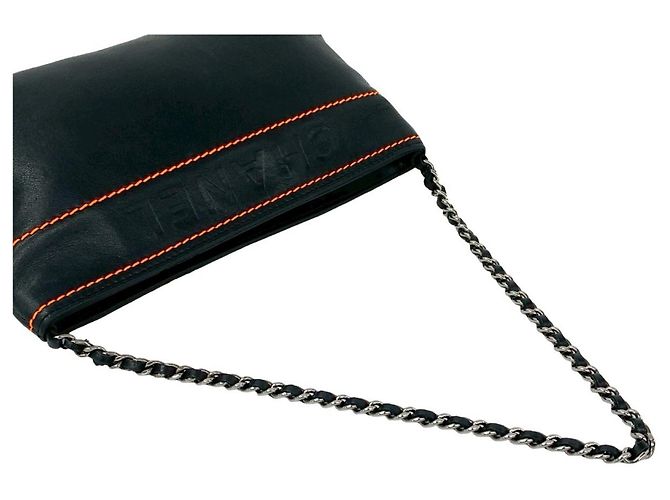 Chanel Vintage Lammleder Kettenhandtasche Schwarz - Ansicht 4