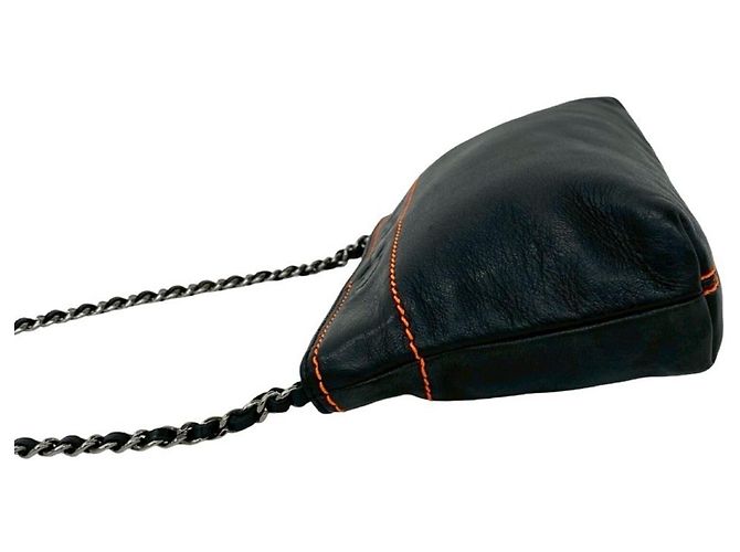 Chanel Vintage Lammleder Kettenhandtasche Schwarz - Ansicht 5