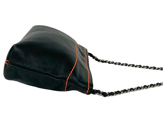 Chanel Vintage Lammleder Kettenhandtasche Schwarz - Ansicht 6
