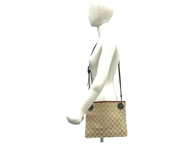 Gucci GG Monogramm Canvas Leder Schultertasche Beige Bordeaux - Ansicht 2
