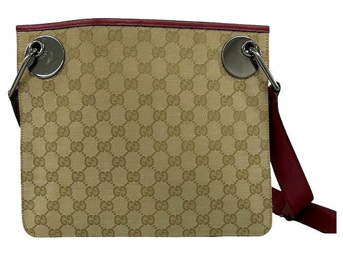 Gucci GG Monogramm Canvas Leder Schultertasche Beige Bordeaux - Ansicht 3