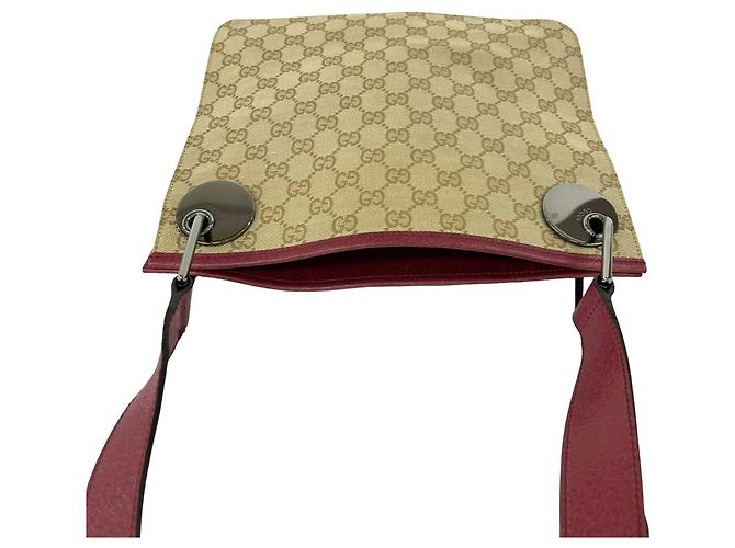 Gucci GG Monogramm Canvas Leder Schultertasche Beige Bordeaux - Ansicht 4