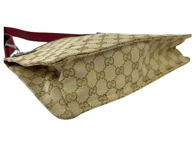 Gucci GG Monogramm Canvas Leder Schultertasche Beige Bordeaux - Ansicht 7