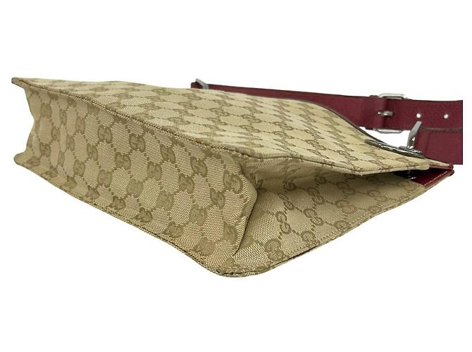 Gucci GG Monogramm Canvas Leder Schultertasche Beige Bordeaux - Ansicht 8