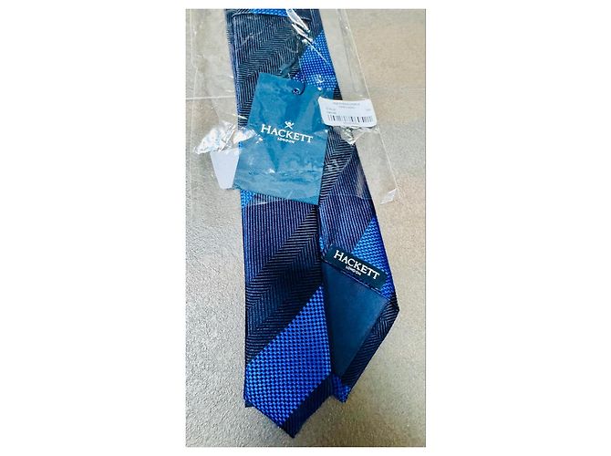 Cravatta a righe in seta blu Hackett London Blu scuro - vista 5