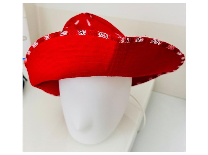 Cappello a secchiello rosso Sportmax con accenti bianchi - vista 4