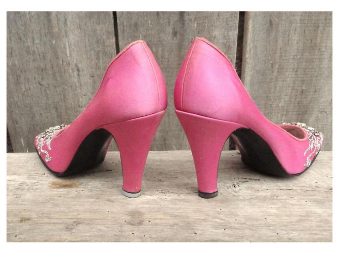 Autre Marque Décolleté Jane Valois Nice in raso rosa ricamato - vista 4