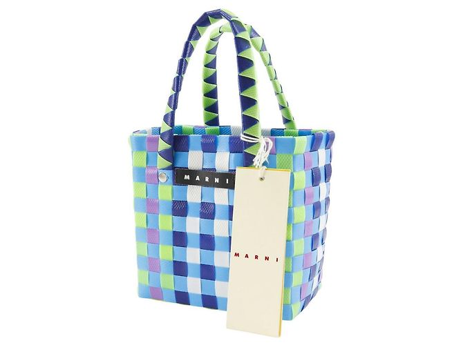 Bolsa de mão em polipropileno trançado Marni Micro Basket Azul Multicor - vista 2