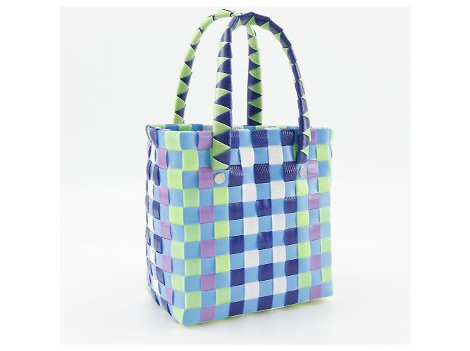 Bolsa de mão em polipropileno trançado Marni Micro Basket Azul Multicor - vista 3