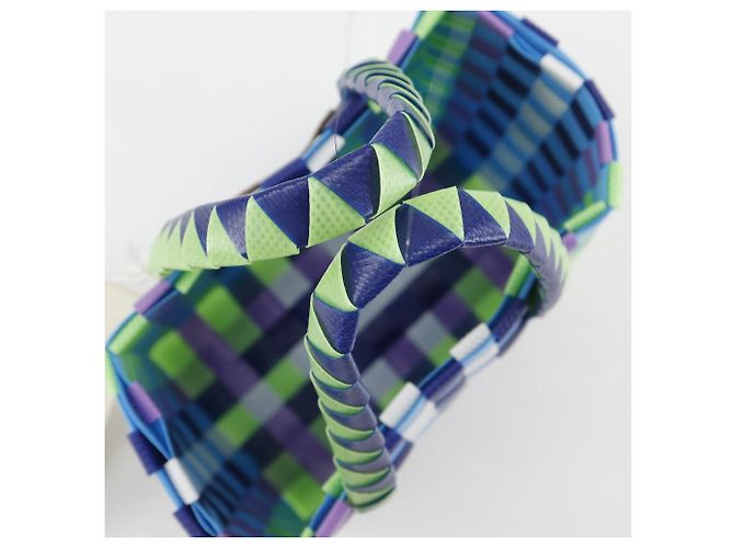 Bolsa de mão em polipropileno trançado Marni Micro Basket Azul Multicor - vista 5