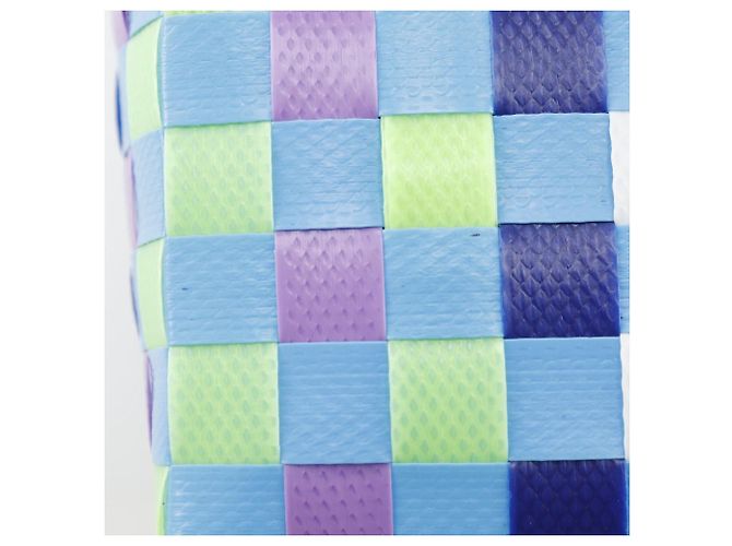 Bolsa de mão em polipropileno trançado Marni Micro Basket Azul Multicor - vista 7