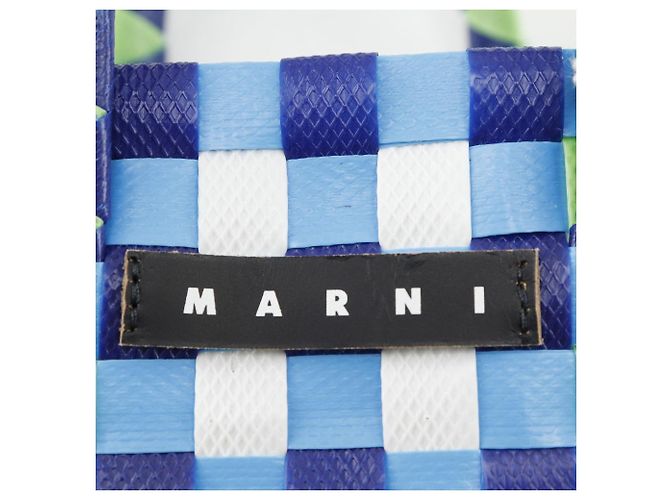 Bolsa de mão em polipropileno trançado Marni Micro Basket Azul Multicor - vista 8