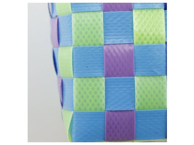 Bolsa de mão em polipropileno trançado Marni Micro Basket Azul Multicor - vista 9