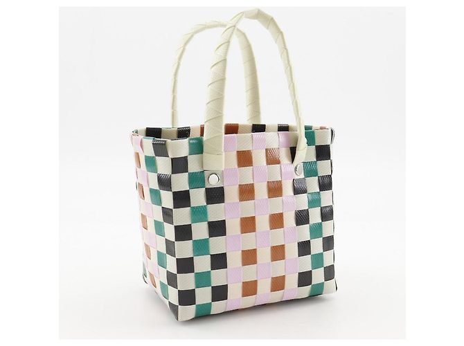 Marni Woven Micro Basket Handtasche aus Polypropylen Weiß Mehrfarben - Ansicht 3