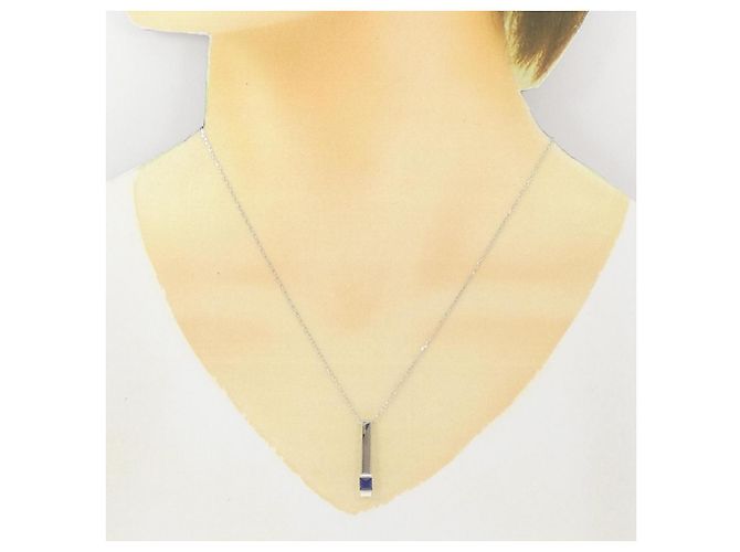 Autre Marque Collana in Zaffiro Pt900 Pt850 Argento - vista 6
