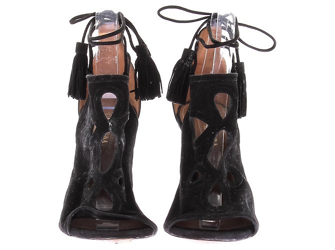 Décolleté con lacci in suede nero Aquazzura 37 - vista 4