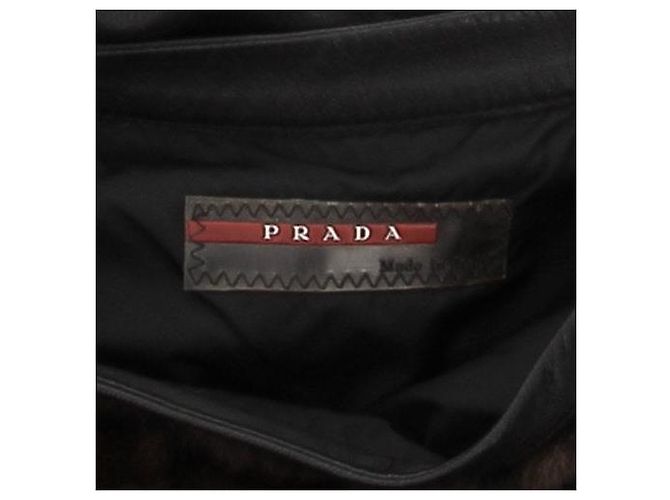 Prada Gonna marrone in pelliccia bicolore - vista 5