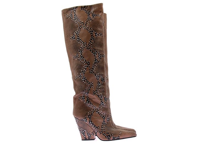 Paris Texas Bottes imprimées python avec clous - vue 2