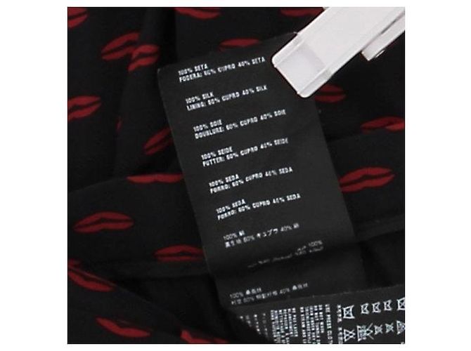 Prada Falda negra con estampado de boca en seda Negro - vista 7