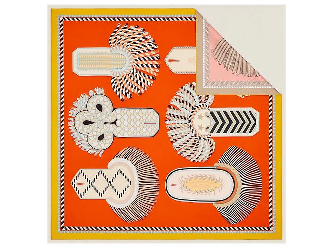 Hermès: Sciarpa Doppia Faccia "Epaulettes de Gala" 90 cm. Eccellente. Condizione Multicolore - vista 2