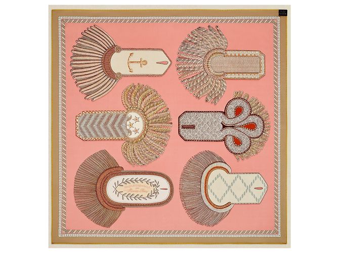 Hermès: Sciarpa Doppia Faccia "Epaulettes de Gala" 90 cm. Eccellente. Condizione Multicolore - vista 3