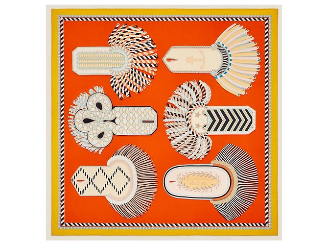Hermès: Sciarpa Doppia Faccia "Epaulettes de Gala" 90 cm. Eccellente. Condizione Multicolore - vista 4