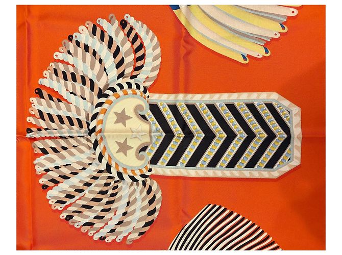 Hermès: Sciarpa Doppia Faccia "Epaulettes de Gala" 90 cm. Eccellente. Condizione Multicolore - vista 6