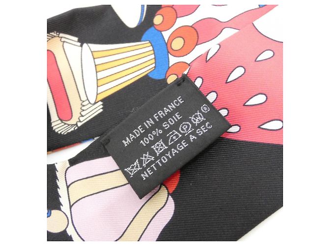 Silk In Hermès Hermes LA PATISSERIE FRANCAISE Sciarpa Charm Twilly Nero Bianco Blu - vista 3