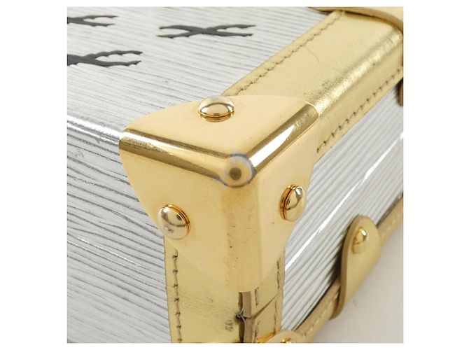 Borsa a Spalla Petite Malle Epi Louis Vuitton Argento D'oro Metallico - vista 3