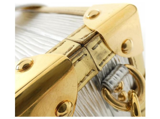Borsa a Spalla Petite Malle Epi Louis Vuitton Argento D'oro Metallico - vista 5