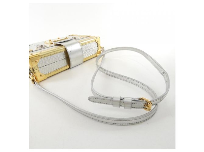 Borsa a Spalla Petite Malle Epi Louis Vuitton Argento D'oro Metallico - vista 6